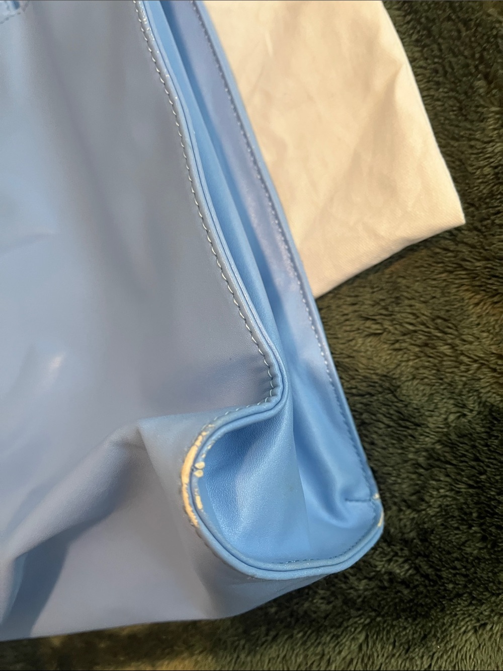 Telfar Powder Blue Leather Tote with Embossed Logo - Picture 3 of 5